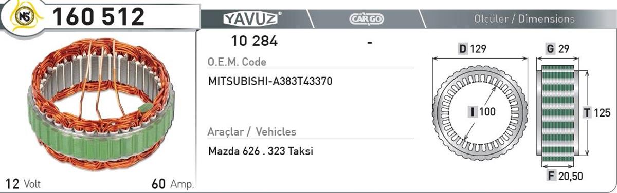 Statör 12V 60Ah Japon 626 160512 | Nursan 160512