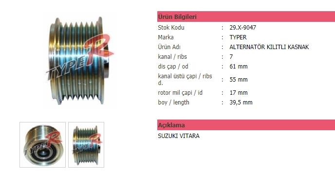 TYPER29X9047-Alternatör Kasnağı