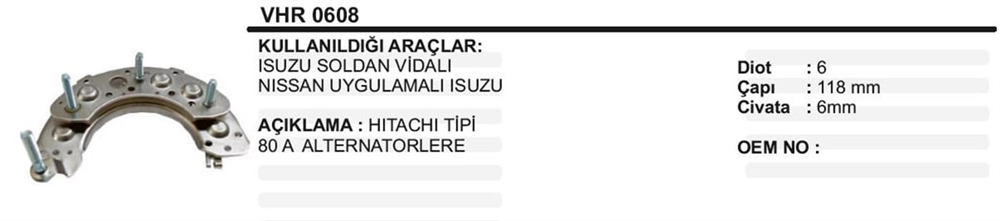VERTEXVHR0608-Diyot Tablası