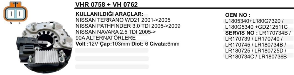 VERTEXVHR758+VH762-Diyot Tablası