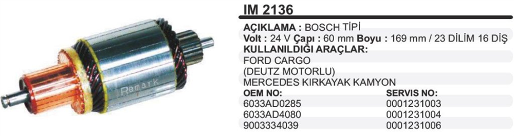 YGTIM2136-Marş Kollektörleri