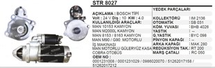 Marş Motoru 24V 10Diş Man Kamyon Str8027