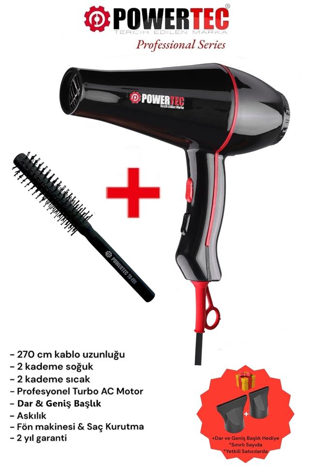 TR-601 Profesyonel Fön Makinesi +  Berber Fön Fırçası 2