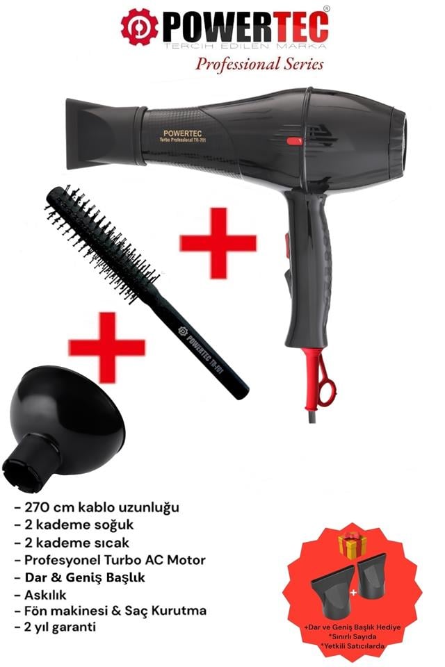 TR-701 Fön Makinesi + Vigo Başlık + Fön Fırçası 2
