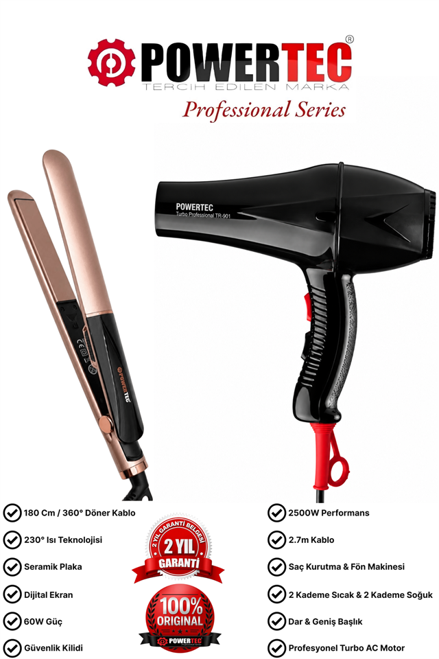 TR-901 Profesyonel Saç Kurutma Makinesi & TR-2860 Profesyonel Saç Düzleştirici