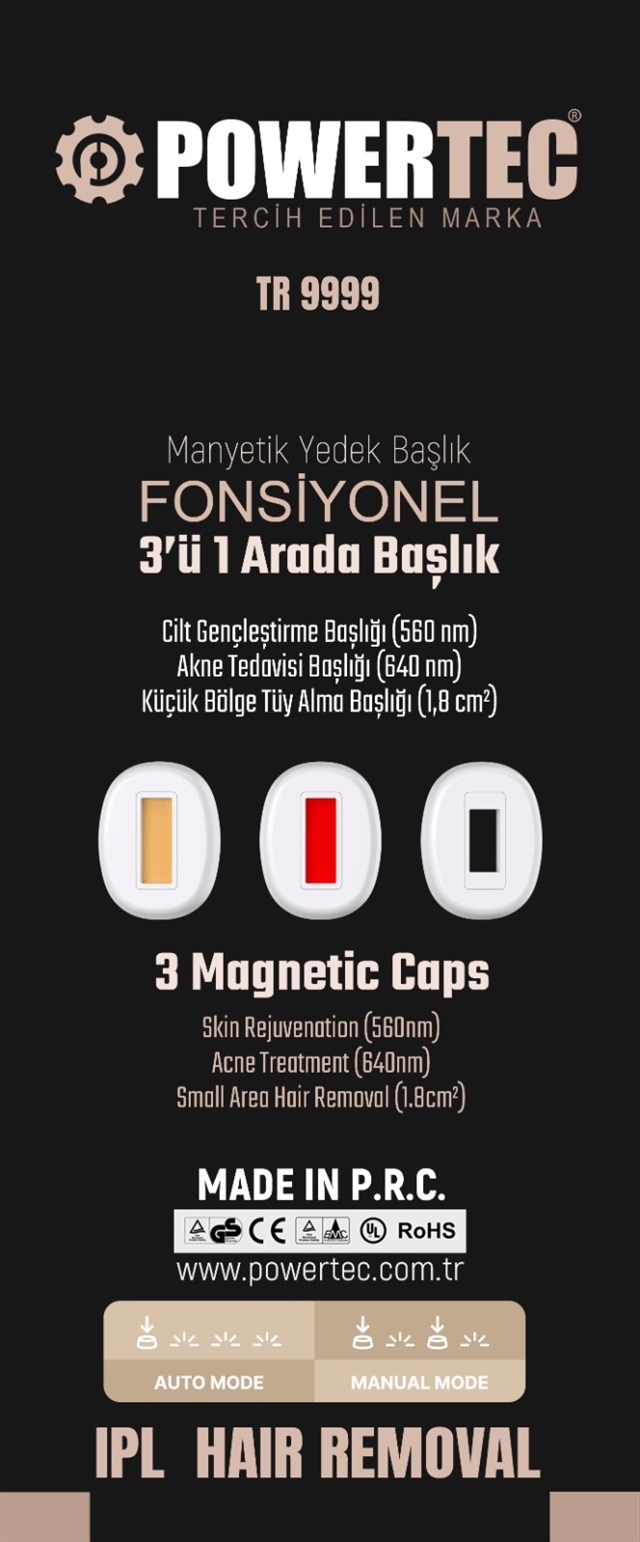 TR-9999 IPL Lazer Epilasyon 999.999 Atım Otomatik/Manuel 9 Modlu | Buz Başlıklı & Taşıma Çantası Hediyeli 12