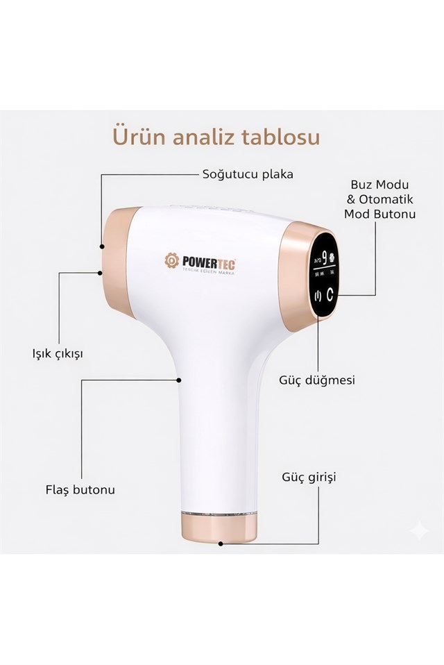TR-9999 IPL Lazer Epilasyon 999.999 Atım Otomatik/Manuel 9 Modlu | Buz Başlıklı & Taşıma Çantası Hediyeli 4
