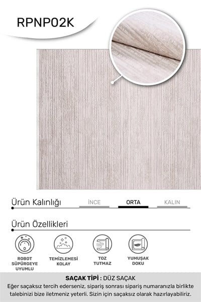BONAPARTE-Krem/Vizon- Özel Ölçü-Salon , Oturma Odası ve Koridor Halısı-Robot Süpürge Uyumlu-Kolay Temizlenebilir-Uygun Fiyat