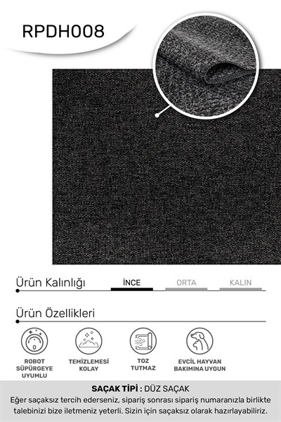 DAFNE-Antrasit- Özel Ölçü-Mutfak, Koridor-Kaydırmaz Taban-Robot Süpürgeye Uyumlu-Kolay Temizlenebilir-Uygun Fiyat