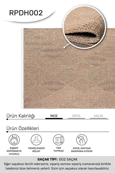DAFNE-Kahve - Özel Ölçü-Mutfak, Koridor-Kaydırmaz Taban-Robot Süpürgeye Uyumlu-Kolay Temizlenebilir-Uygun Fiyat