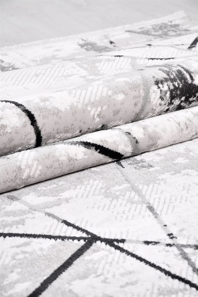 FİLORA-Krem/Antrasit - Özel Ölçü-Salon, Oturma Odası ve Koridor Halısı-Robot Süpürgeye Uyumlu-Kolay Temizlenebilir-Uygun Fiyat