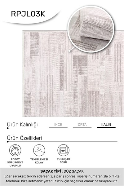 JALURA-Vizon/Bej- Özel Ölçü-Salon,Oturma Odası, Koridor Halısı-Robot Süpürgeye Uyumlu-Kolay Temizlenebilir-Uygun Fiyat