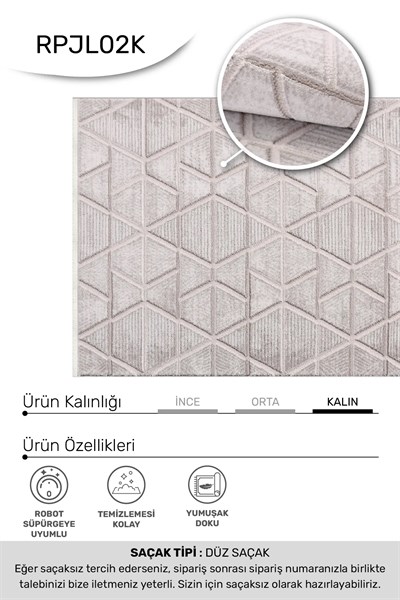 JALURA-Vizon/Krem- Özel Ölçü-Salon,Oturma Odası, Koridor Halısı-Robot Süpürgeye Uyumlu-Kolay Temizlenebilir-Uygun Fiyat