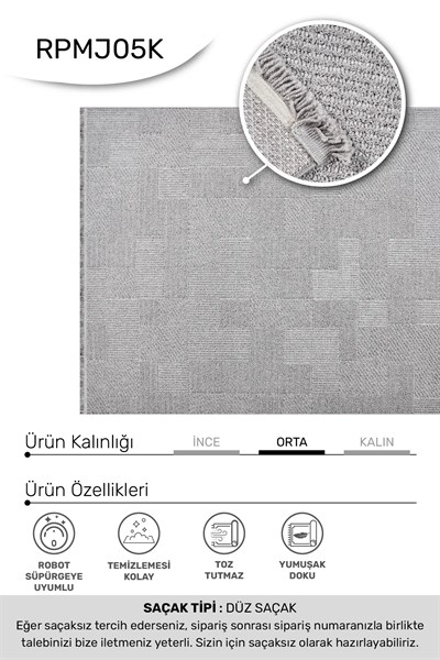 MARGİN-Gri- Özel Ölçü- Oturma Odası, Koridor, Yatak Odası Halısı- Robot Süpürgeye Uyumlu-Kolay Temizlenebilir- Uygun Fiyat