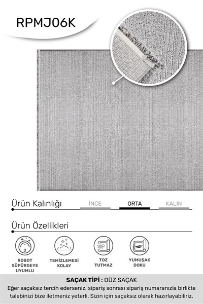 MARGİN-Gri- Özel Ölçü- Oturma Odası, Koridor, Yatak Odası Halısı- Robot Süpürgeye Uyumlu-Kolay Temizlenebilir- Uygun Fiyat