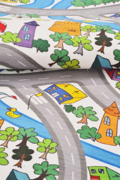 RugKids Halı -Trafik Desenli -Silinebilir-Kolay Temizlenir- Kaymaz Tabanlı - Özel Ölçü