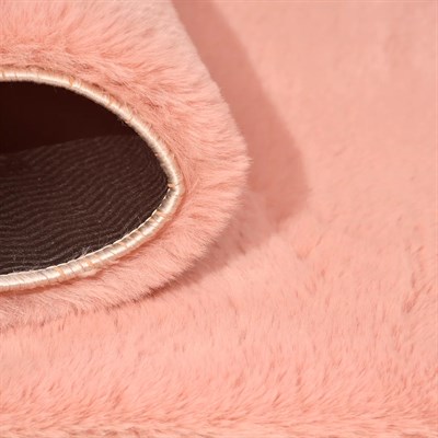 Tavşan Poly Peluş Halı - Rose -Yüksek Kalite-Ekstra Yumuşak - Kaymaz Özel Tabanlı - Özel Ölçü