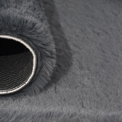Tavşan Poly Peluş Halı -Antrasit-  Yüksek Kalite-Ekstra Yumuşak - Kaymaz Özel Tabanlı - Özel Ölçü