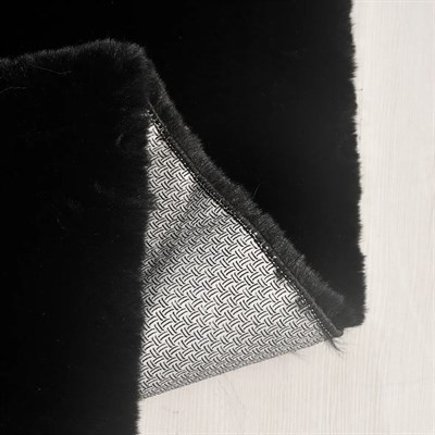 Tavşan Poly Peluş Halı -Siyah- Yüksek Kalite-Ekstra Yumuşak - Kaymaz Özel Tabanlı - Özel Ölçü