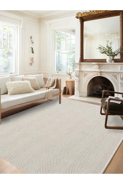 Bolivya B665a Krem Hasır Dokulu Halı Kilim Salon Mutfak Koridor Kesme Yolluk