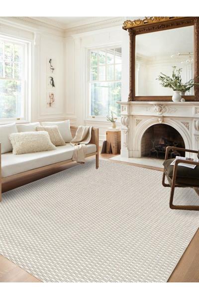 Bolivya B666a Krem Hasır Dokulu Halı Kilim Salon Mutfak Koridor Kesme Yolluk