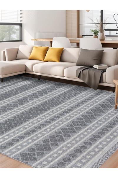 İnta 151N Gri Havsız Tozsuz Kilim Özel Ölçü Salon Antre Mutfak Balkon Halısı