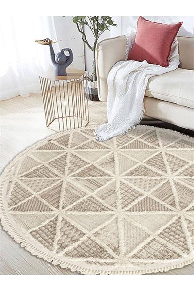 Sanromeo Yuvarlak 2201 Yumuşacık Tozsuz Salon Koridor Antre Kolay Silinir Halı Yolluk Kilim