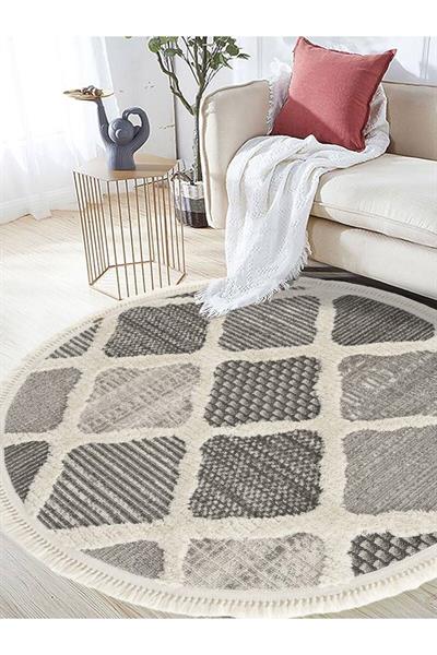 Sanromeo Yuvarlak 2202 Yumuşacık Tozsuz Salon Koridor Antre Kolay Silinir Halı Yolluk Kilim