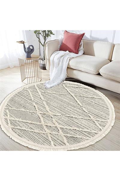 Sanromeo Yuvarlak 2204 Yumuşacık Tozsuz Salon Koridor Antre Kolay Silinir Halı Yolluk Kilim