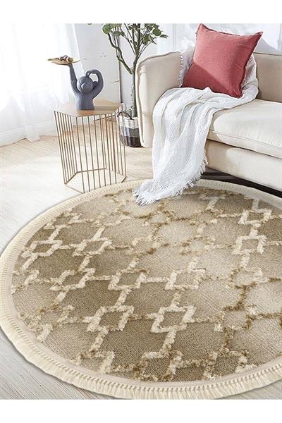 Sanromeo Yuvarlak 2208 Yumuşacık Tozsuz Salon Koridor Antre Kolay Silinir Halı Yolluk Kilim