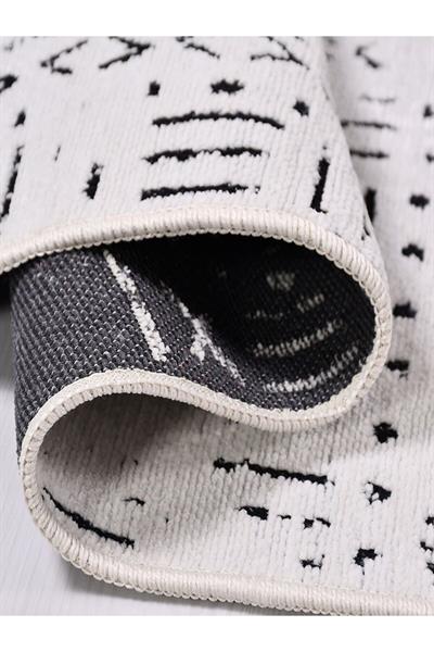 Veja 8018s Beyaz Tozsuz Kaydırmaz Iskandinav Natural Sönil Salon Mutfak Antre Kilim Yolluk