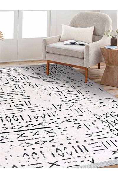 Veja 8018s Beyaz Tozsuz Kaydırmaz Iskandinav Natural Sönil Salon Mutfak Antre Kilim Yolluk