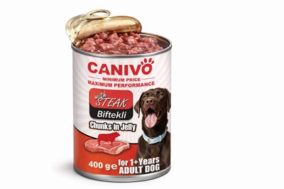 Canivo Biftekli Yetişkin Köpek Konservesi  400 gr 36 Adet - Sağlıklı Köpek Maması | Canivo Pets