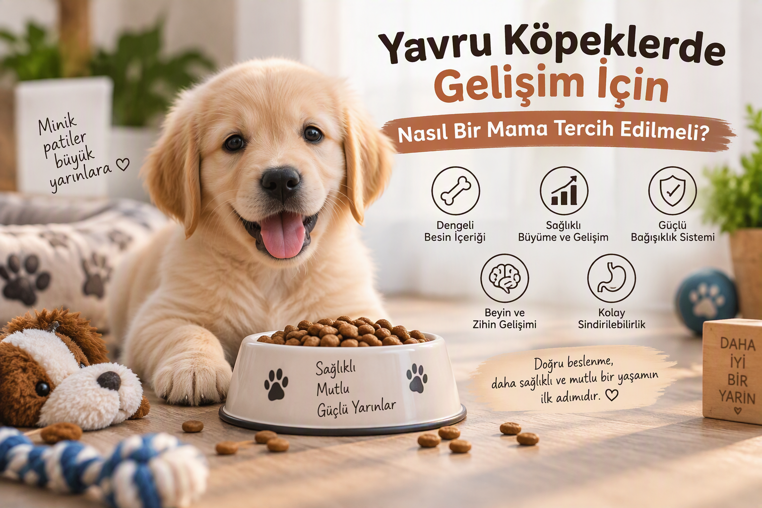 yavru köpeklerde gelişim için doğru mama seçimi