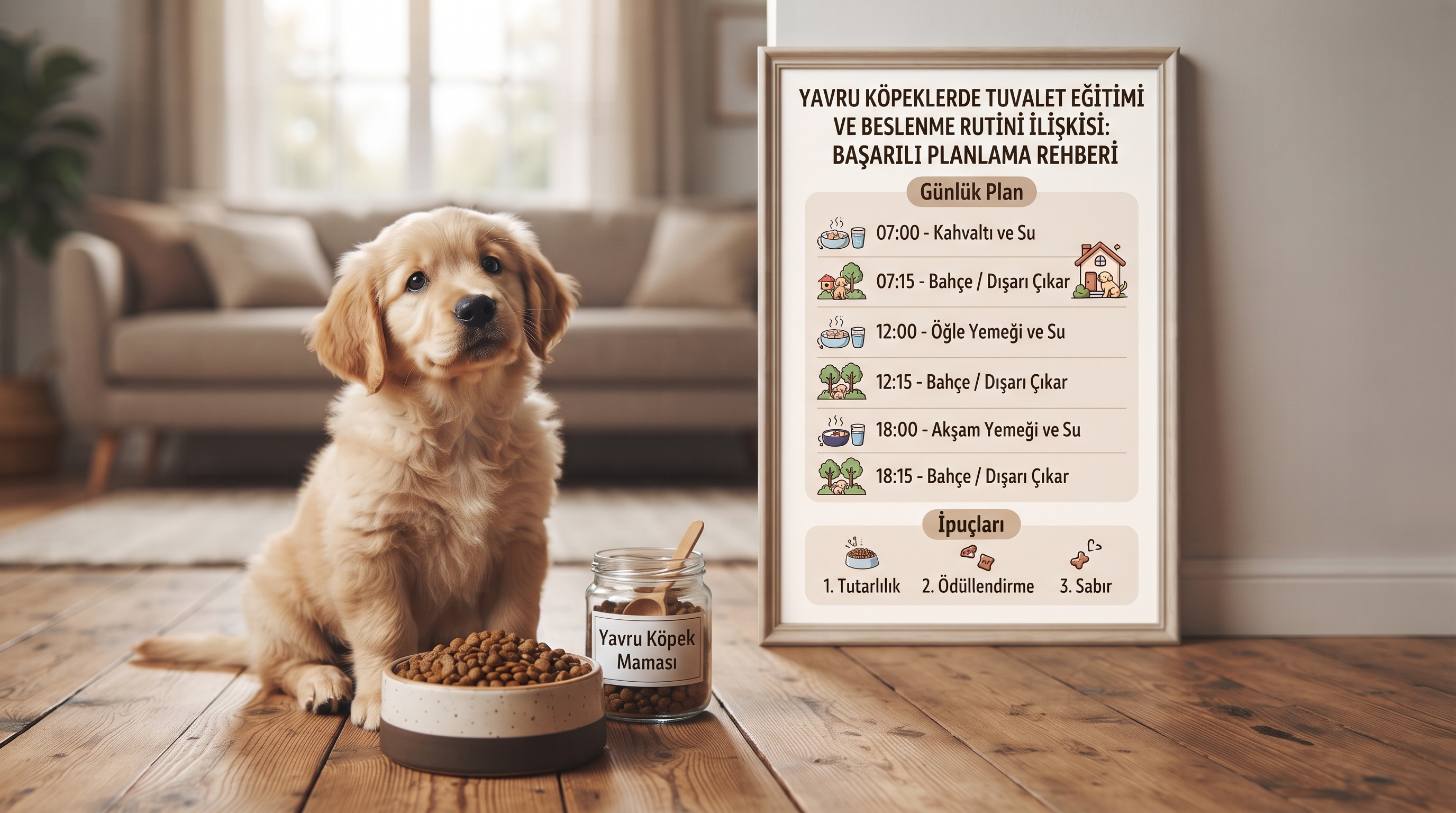 yavru köpeklerde tuvalet eğitimi ve beslenme rutini planlaması