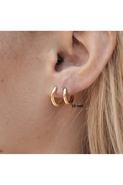 10 mm Cerrahi Çelik Gold Halka Küpe