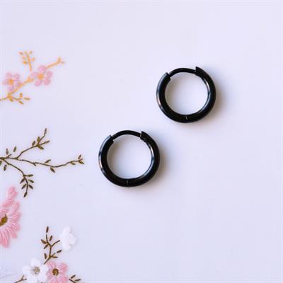 10 mm Cerrahi Çelik Siyah Halka Küpe