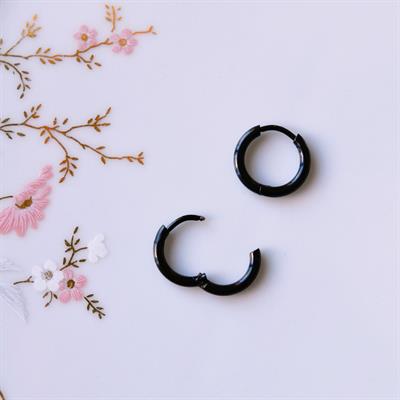 10 mm Cerrahi Çelik Siyah Halka Küpe