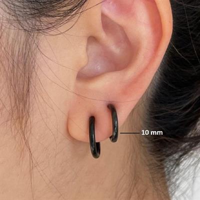 10 mm Cerrahi Çelik Siyah Halka Küpe