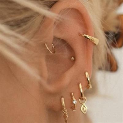 10 mm Gold Cerrahi Çelik Düz Halka Helix Piercing Lob Kıkırdak Rook Daith Conch