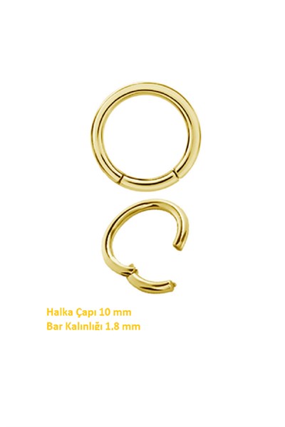 10 mm Gold Cerrahi Çelik Düz Halka Helix Piercing Lob Kıkırdak Rook Daith Conch