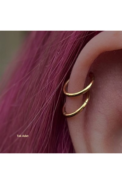 10 mm Gold Cerrahi Çelik Düz Halka Helix Piercing Lob Kıkırdak Rook Daith Conch