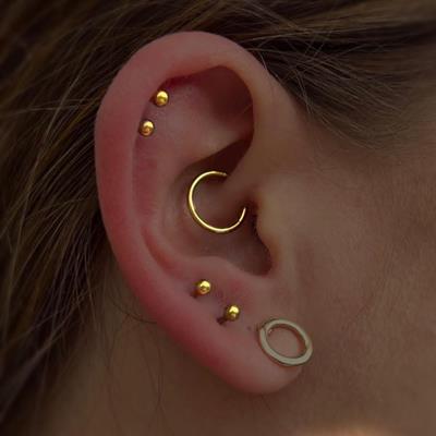 10 mm Gold Cerrahi Çelik Düz Halka Helix Piercing Lob Kıkırdak Rook Daith Conch