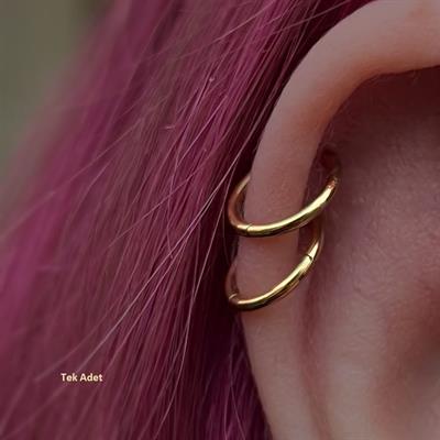 10 mm Gold Cerrahi Çelik Düz Halka Helix Piercing Lob Kıkırdak Rook Daith Conch