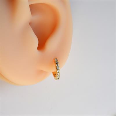 10 mm Gold Renk Taşlı Halka Piercing Helix Lob Conch Kıkırdak