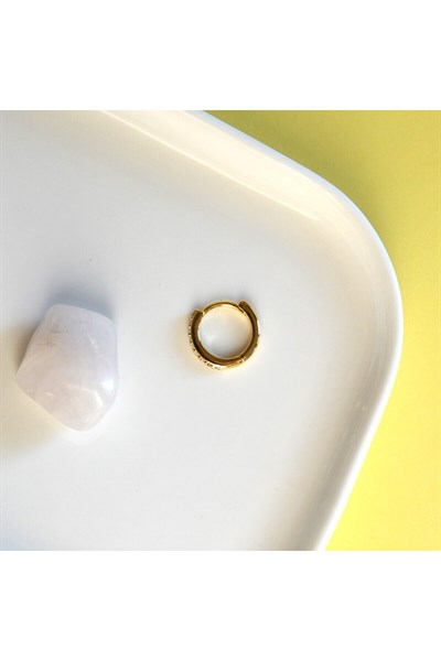 10 mm Gold Renk Taşlı Halka Piercing Helix Lob Conch Kıkırdak