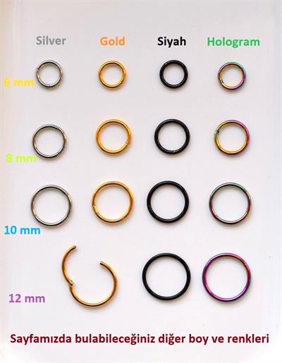 10 mm Hologram Cerrahi Çelik Düz Halka Helix Piercing Lob Kıkırdak Rook Daith Conch