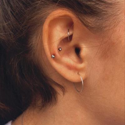 10 mm Silver Cerrahi Çelik Düz Halka Helix Piercing Lob Kıkırdak Rook Daith Conch