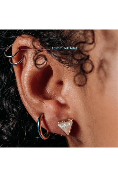 10 mm Silver Cerrahi Çelik Düz Halka Helix Piercing Lob Kıkırdak Rook Daith Conch