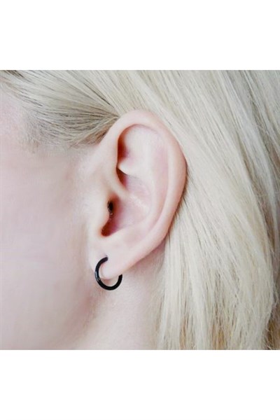 10 mm Siyah Cerrahi Çelik Düz Halka Helix Piercing Lob Kıkırdak Rook Daith Conch